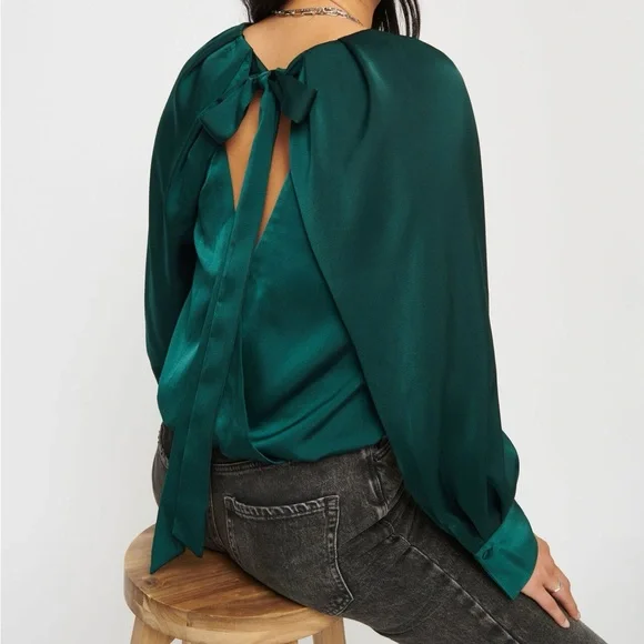 Dynamite Romy Open-Back Satin Blouse - Picture 3 of 10